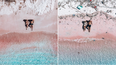  Bờ biển hồng Indonesia ngập tràn rác thải chỉ sau một năm