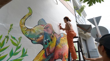 Vẽ tranh tường với các thông điệp kêu gọi bảo vệ động vật hoang dã 