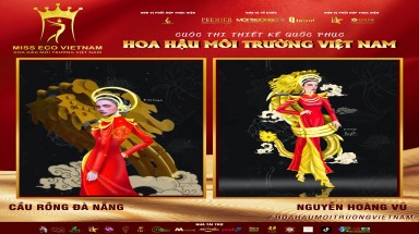 Tác phẩm dự thi thiết kế Quốc phục dành cho đại diện Việt Nam tại Miss Eco: QP 057 - Cầu Rồng Đà Nẵng